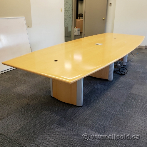 Teknion Blonde 12 ft Boardroom Table w/ Power Data Grommet Allsold.ca